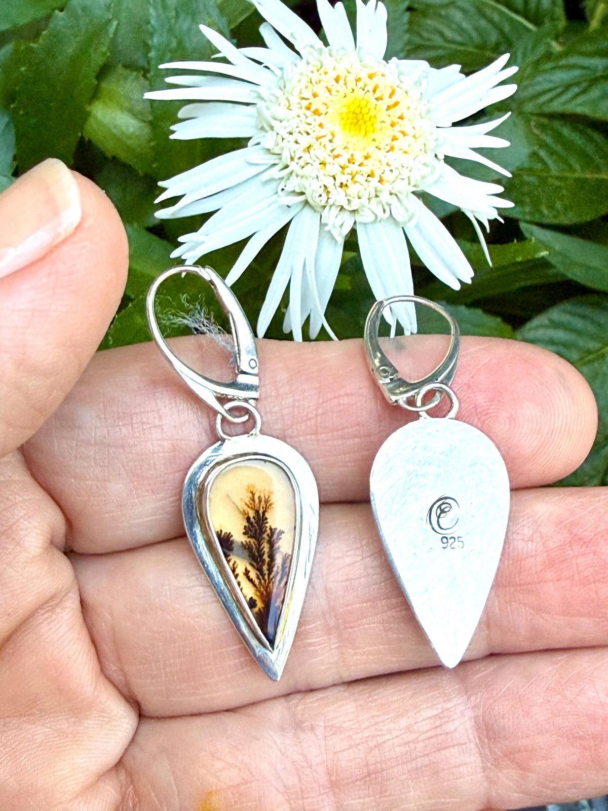 Dendritic agate earrings in sterling silver