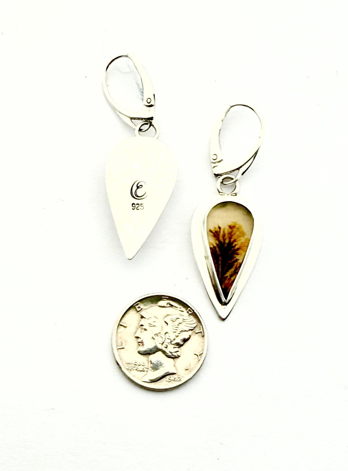 Dendritic agate earrings in sterling silver