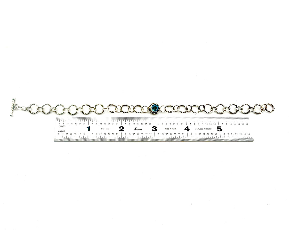 Birthstone link bracelet in sterling silver