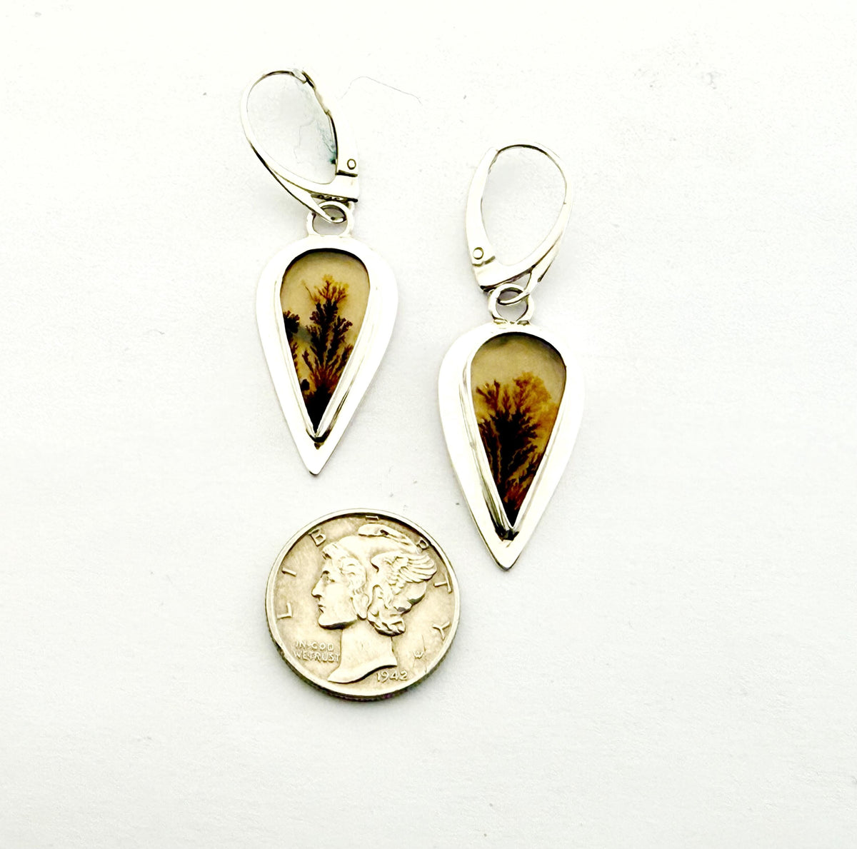 Dendritic agate earrings in sterling silver