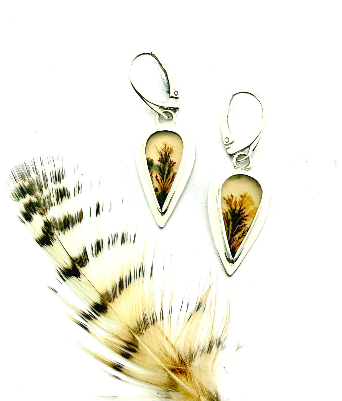 Dendritic agate earrings in sterling silver