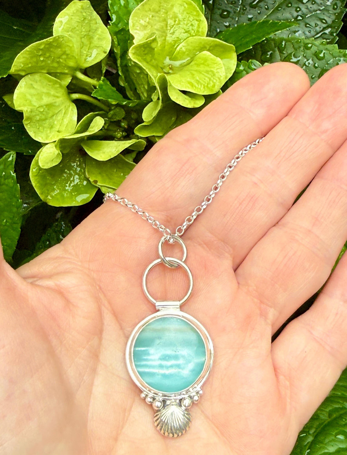 BC Ocean Picture Stone pendant in sterling silver