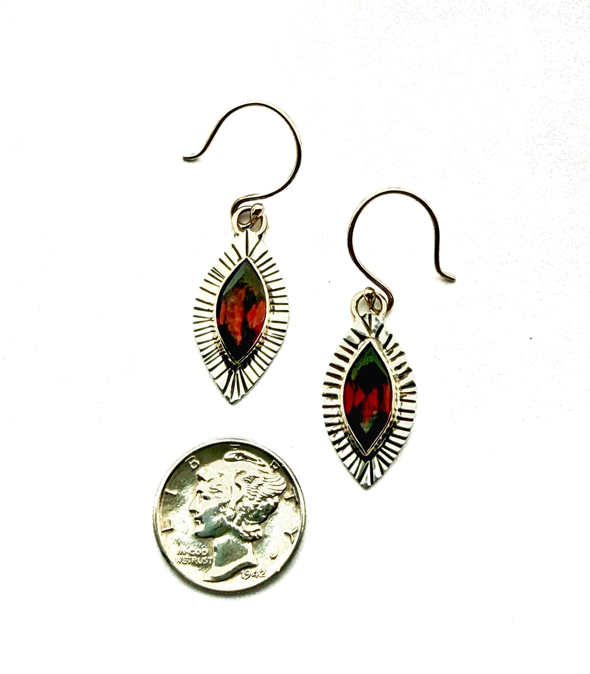 Garnet Marquise earrings in 14k and sterling silver