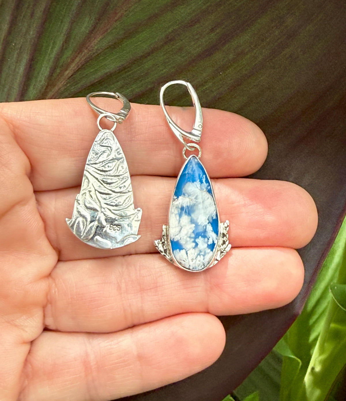 Cloud Stone Earrings in sterling silver