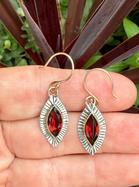 Garnet Marquise earrings in 14k and sterling silver