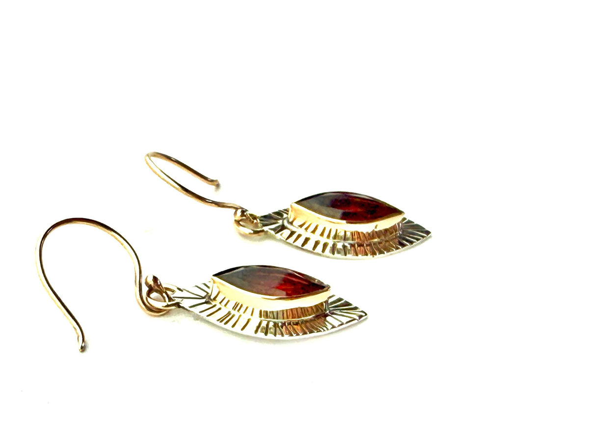 Garnet Marquise earrings in 14k and sterling silver