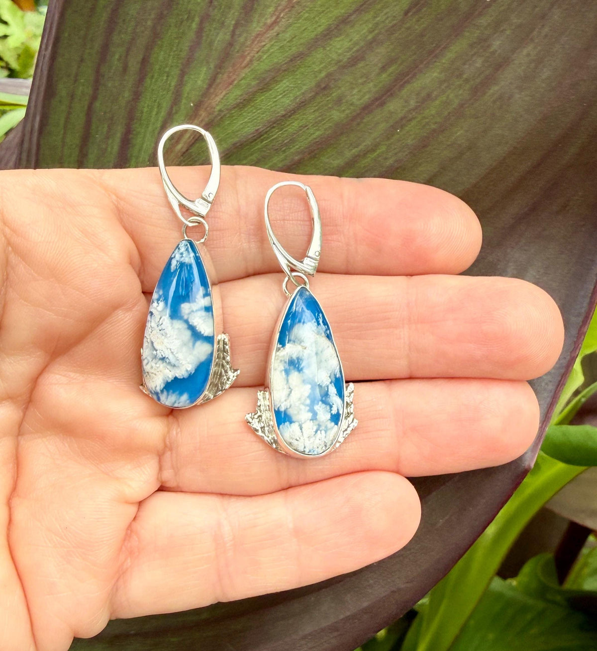 Cloud Stone Earrings in sterling silver