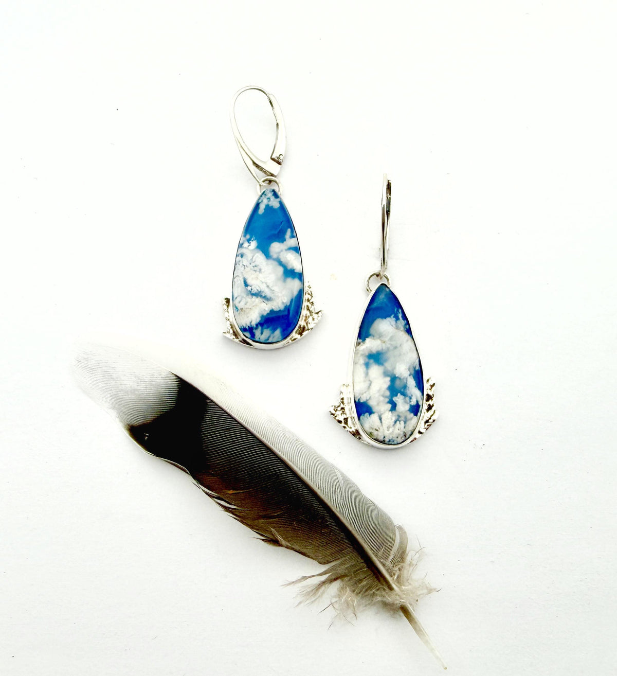 Cloud Stone Earrings in sterling silver