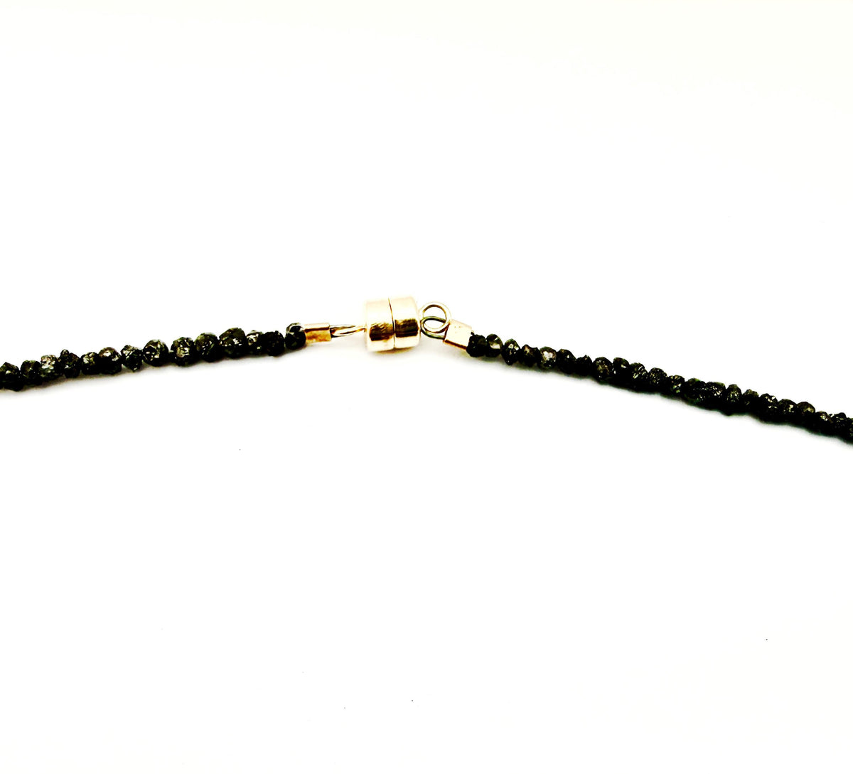 Rutilated Quartz and Black Diamond Pendant in 14k Gold and Sterling Silver