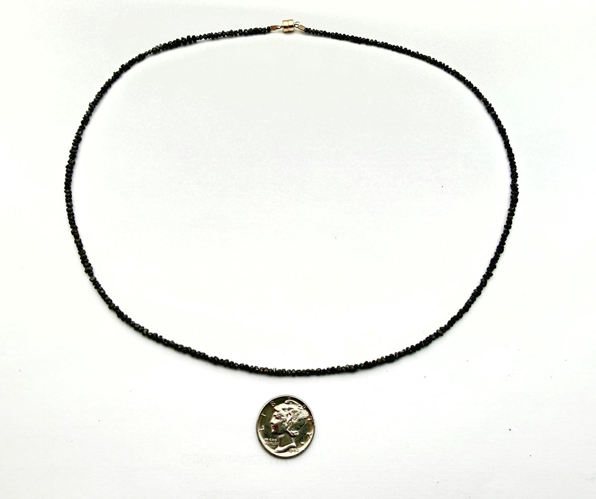 Rutilated Quartz and Black Diamond Pendant in 14k Gold and Sterling Silver