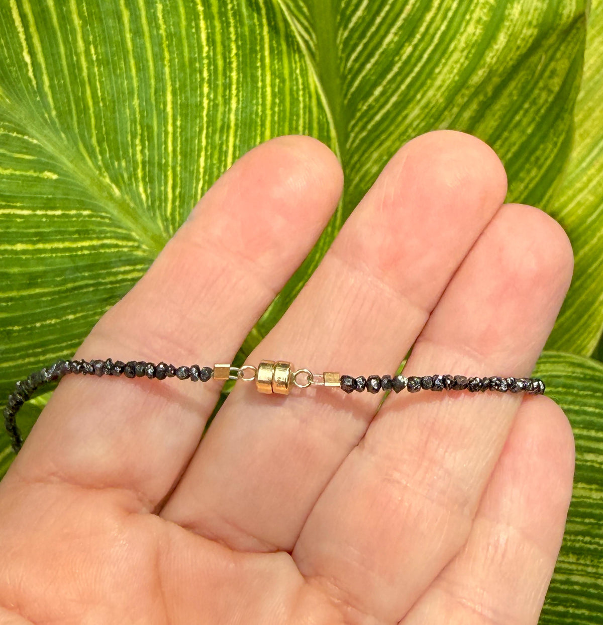 Rutilated Quartz and Black Diamond Pendant in 14k Gold and Sterling Silver