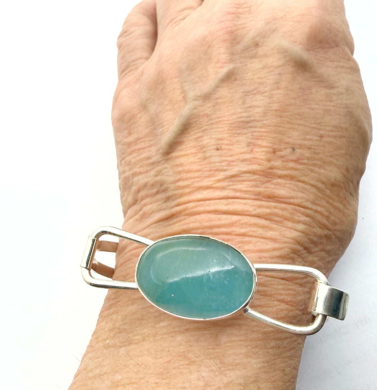 Aquamarine and Sterling Silver Cuff Bracelet