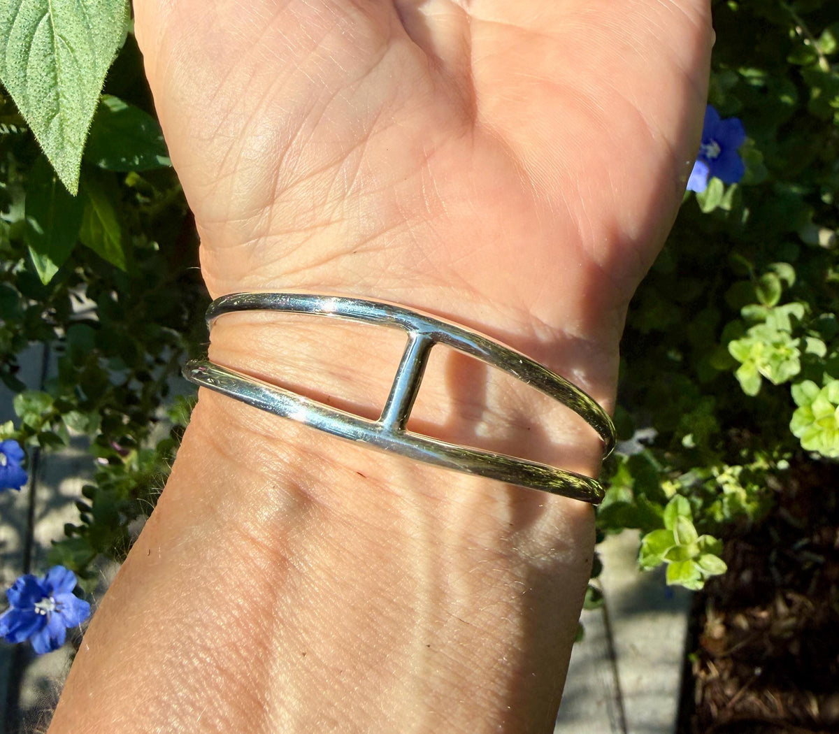 Aquamarine and Sterling Silver Cuff Bracelet