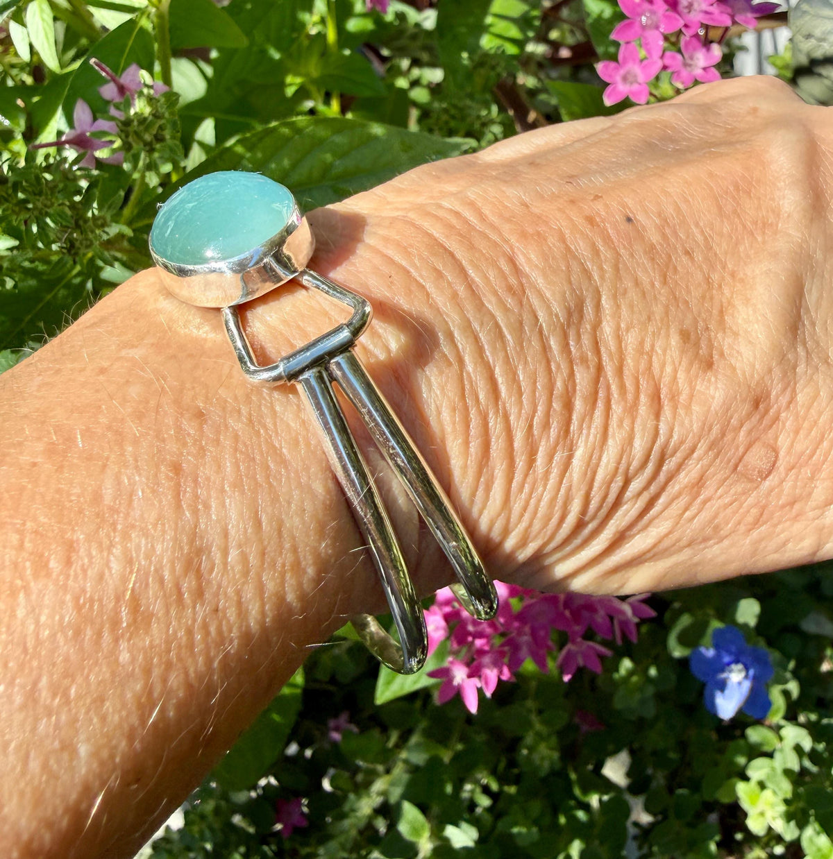 Aquamarine and Sterling Silver Cuff Bracelet