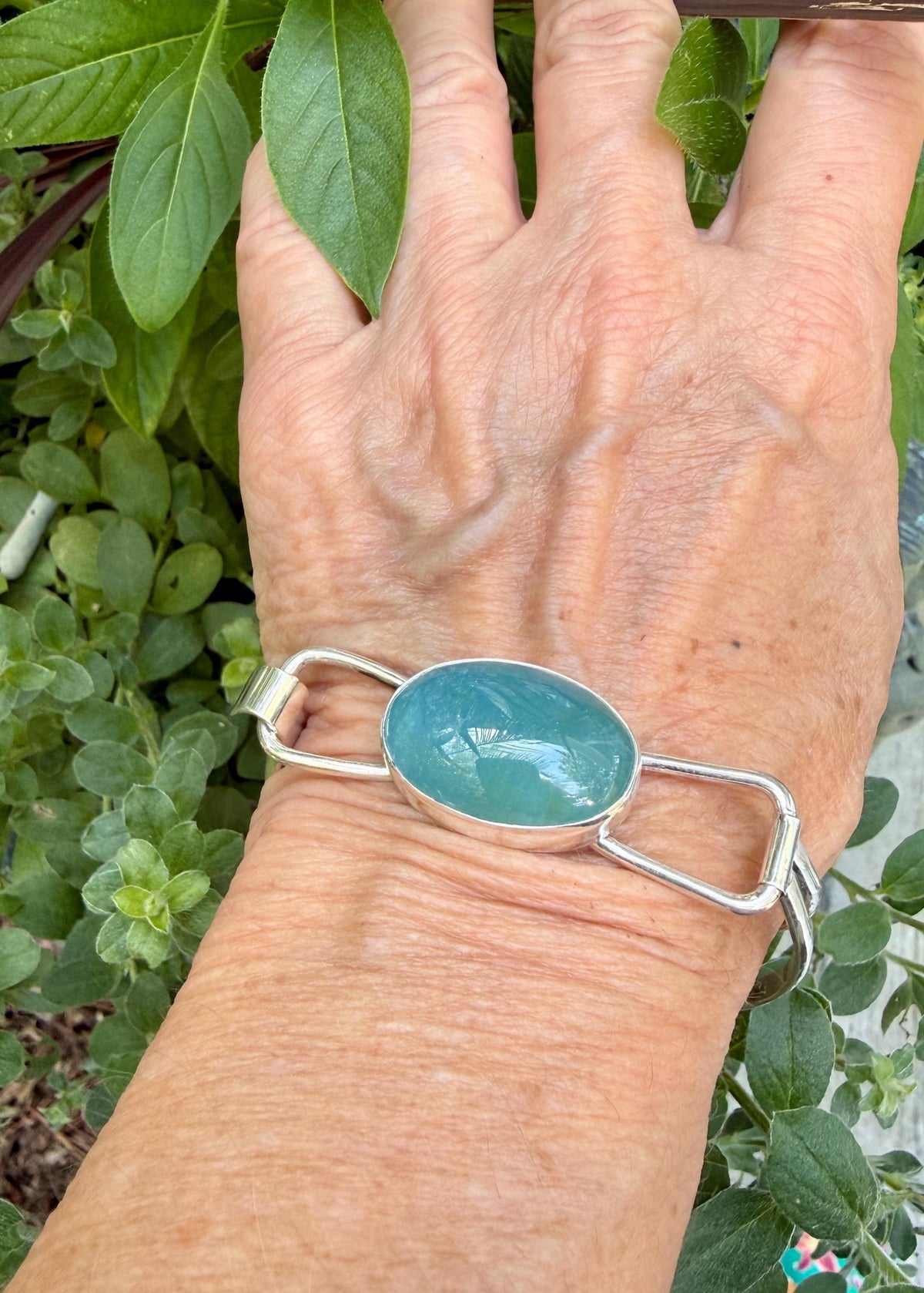 Aquamarine and Sterling Silver Cuff Bracelet