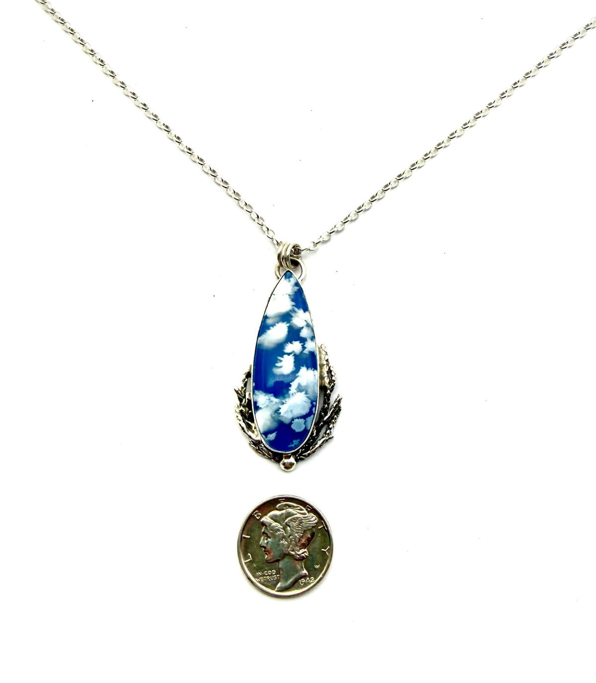 Blue Sky Cloud Pendant in Sterling Silver