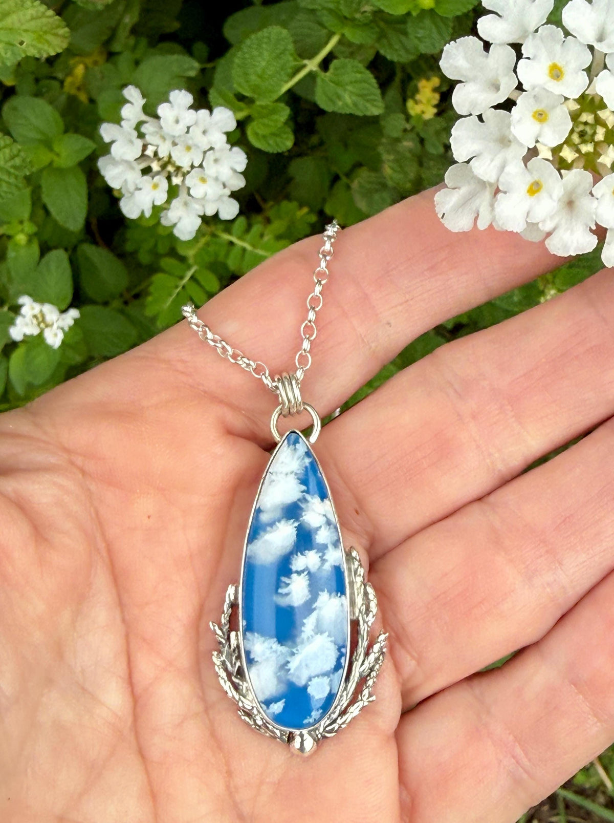 Blue Sky Cloud Pendant in Sterling Silver