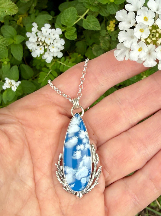 Blue Sky Cloud Pendant in Sterling Silver