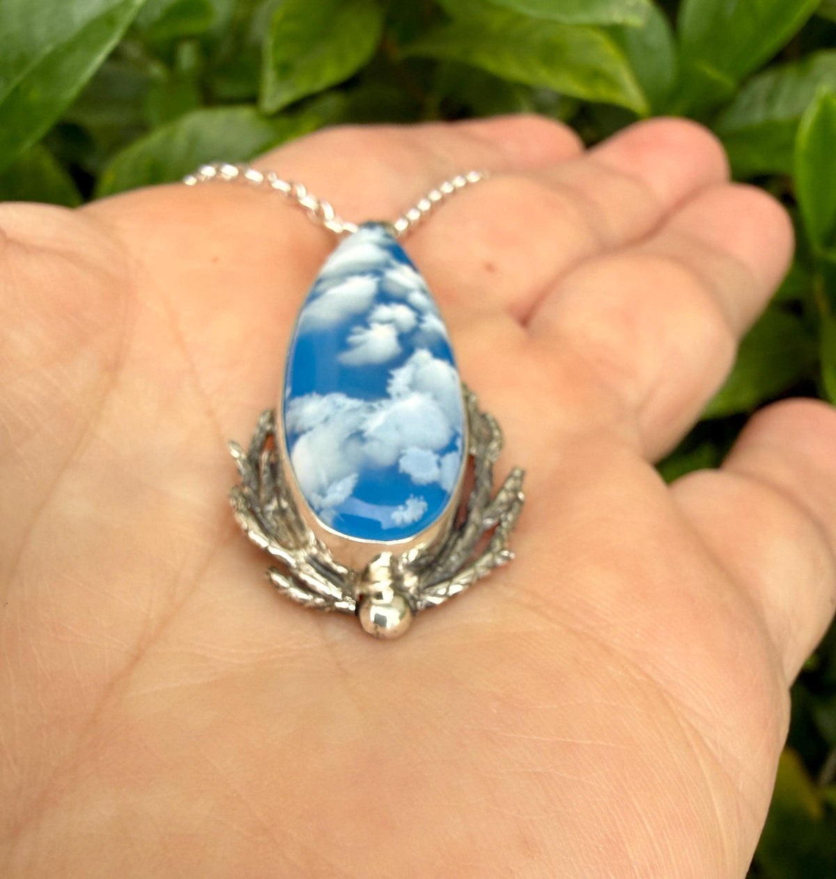 Blue Sky Cloud Pendant in Sterling Silver