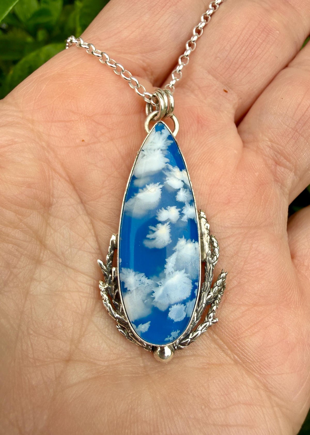 Blue Sky Cloud Pendant in Sterling Silver