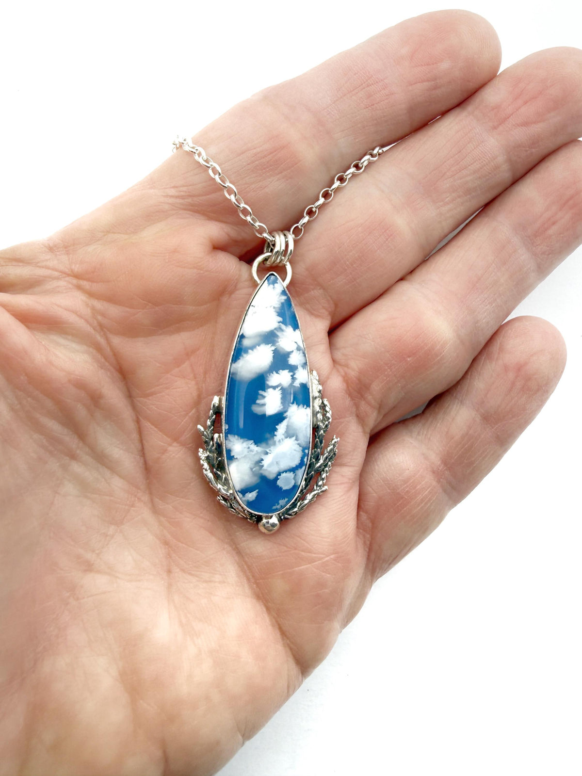 Blue Sky Cloud Pendant in Sterling Silver