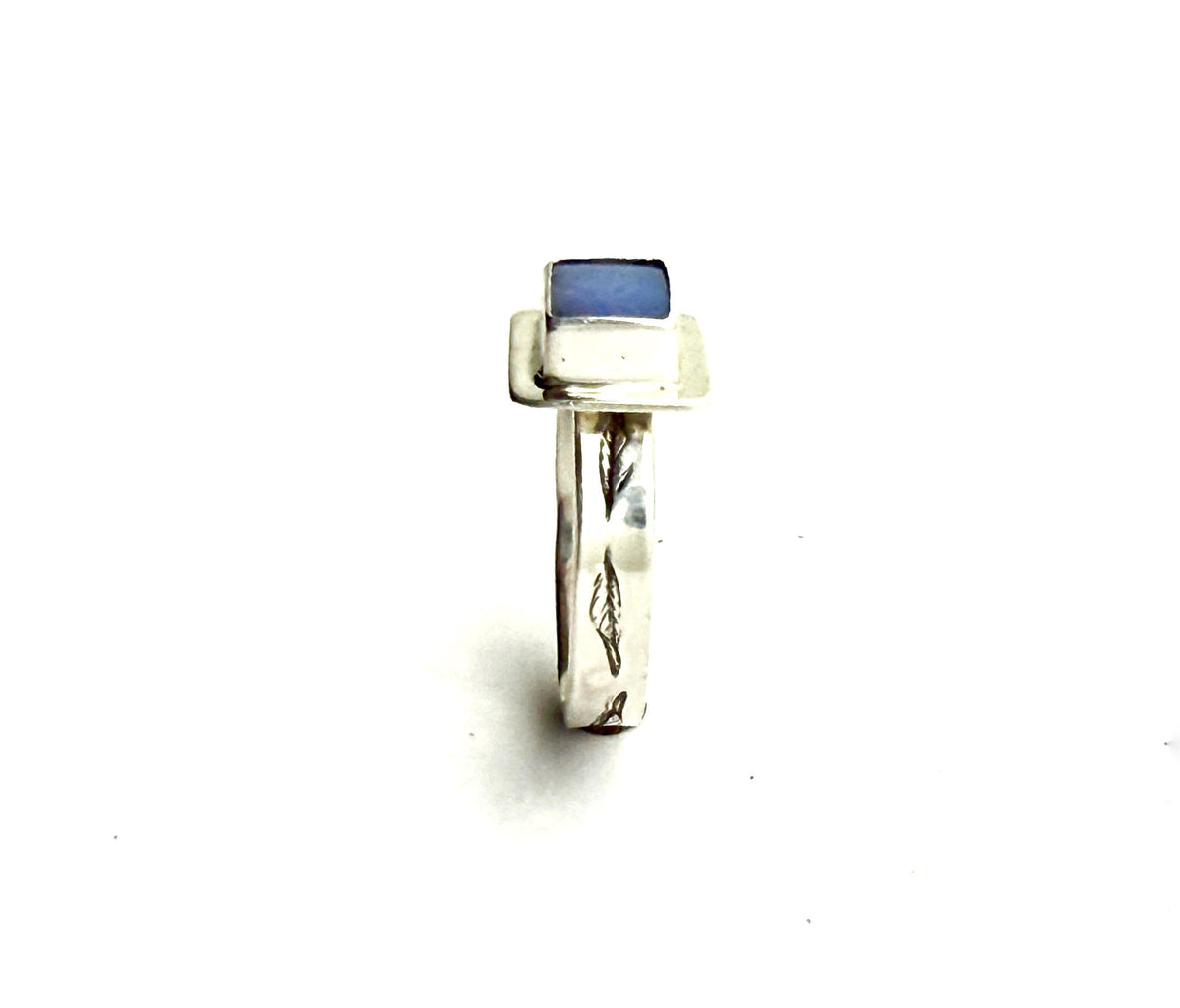 Australian Opal Rectangle Ring in sterling silver, October birthstone ring
