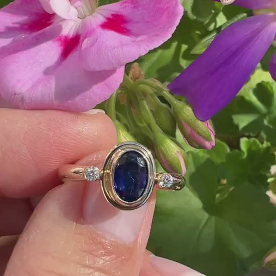 Sapphire and Diamond Ring In 14k Gold, September Birthstone Ring, Alternate Engagement ring, Friendship Ring