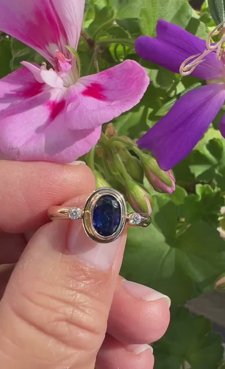 Sapphire and Diamond Ring In 14k Gold, September Birthstone Ring, Alternate Engagement ring, Friendship Ring