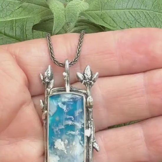 Cloud Stone Pendant in Sterling Silver, Blue and White Pendant