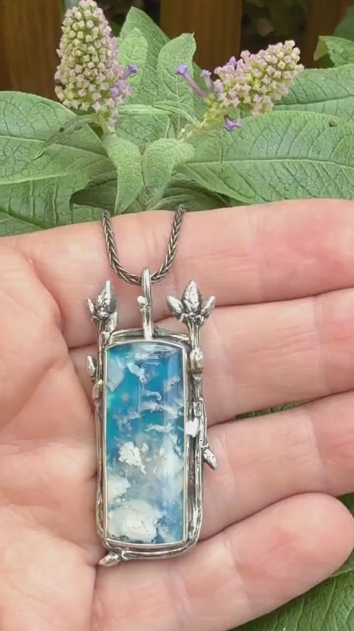 Cloud Stone Pendant in Sterling Silver, Blue and White Pendant