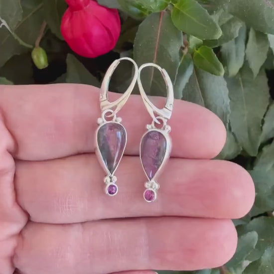 Watermelon Tourmaline Earrings in Sterling Silver