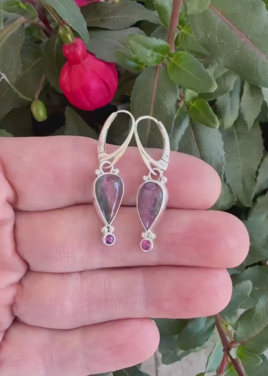 Watermelon Tourmaline Earrings in Sterling Silver