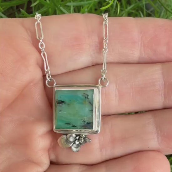 Peruvian Opal Necklace in Sterling Silver