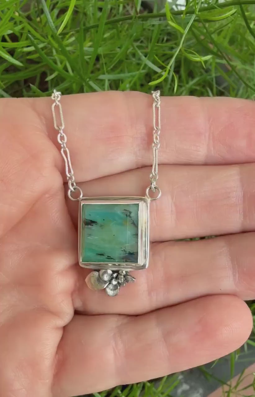 Peruvian Opal Necklace in Sterling Silver