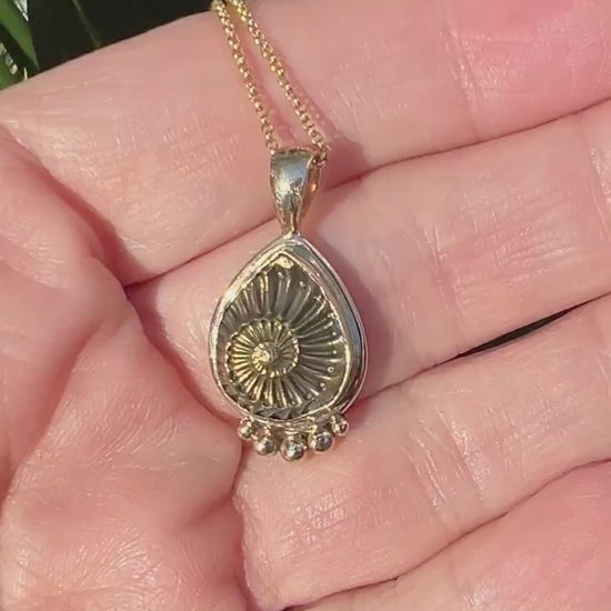 Ammonite Negative Pendant in 14k Gold Setting, Fossil Necklace,