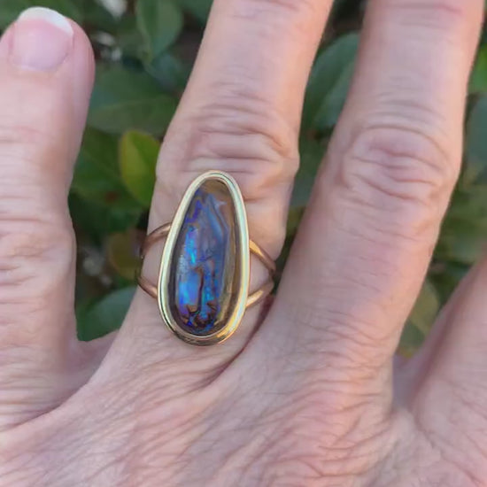 Australian Boulder Opal and 14k Gold Ring