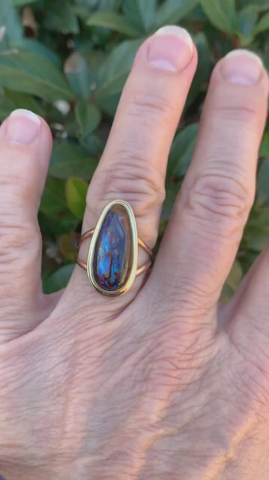Australian Boulder Opal and 14k Gold Ring