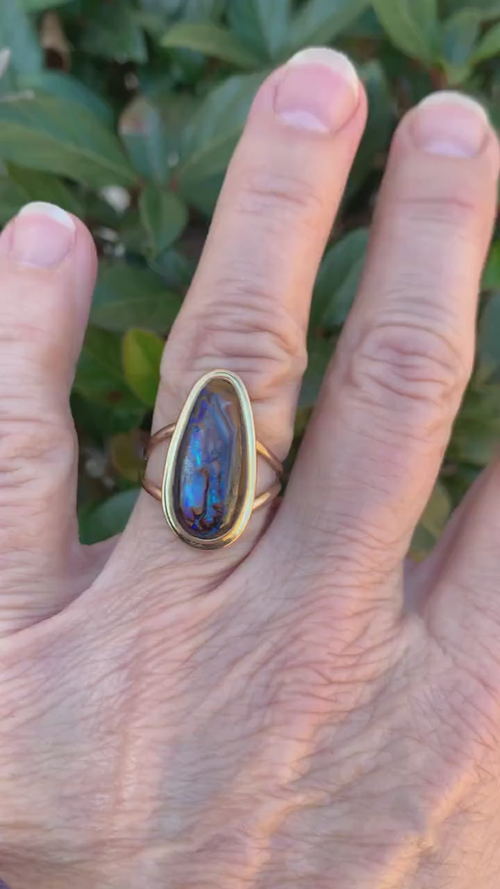 Australian Boulder Opal and 14k Gold Ring