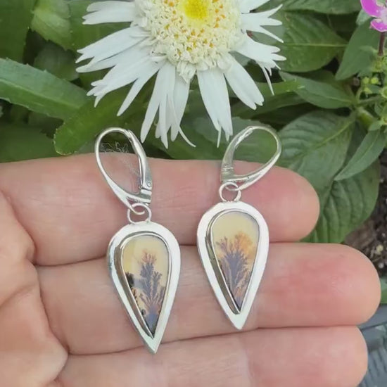 Dendritic agate earrings in sterling silver