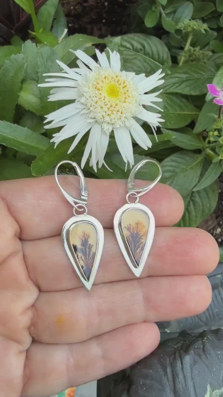 Dendritic agate earrings in sterling silver