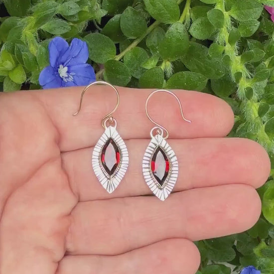 Garnet Marquise earrings in 14k and sterling silver