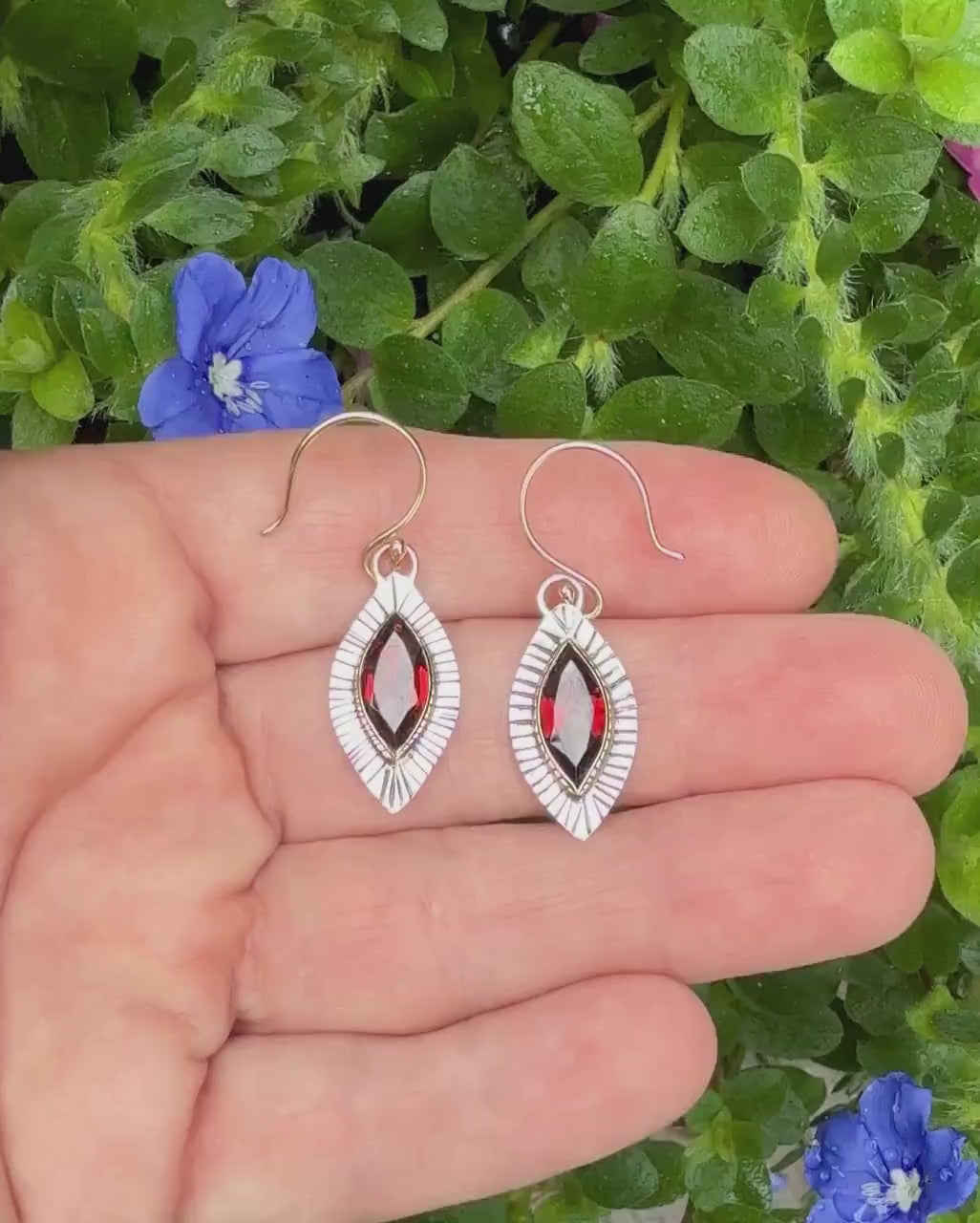 Garnet Marquise earrings in 14k and sterling silver