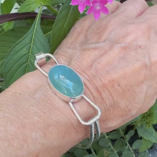 Aquamarine and Sterling Silver Cuff Bracelet