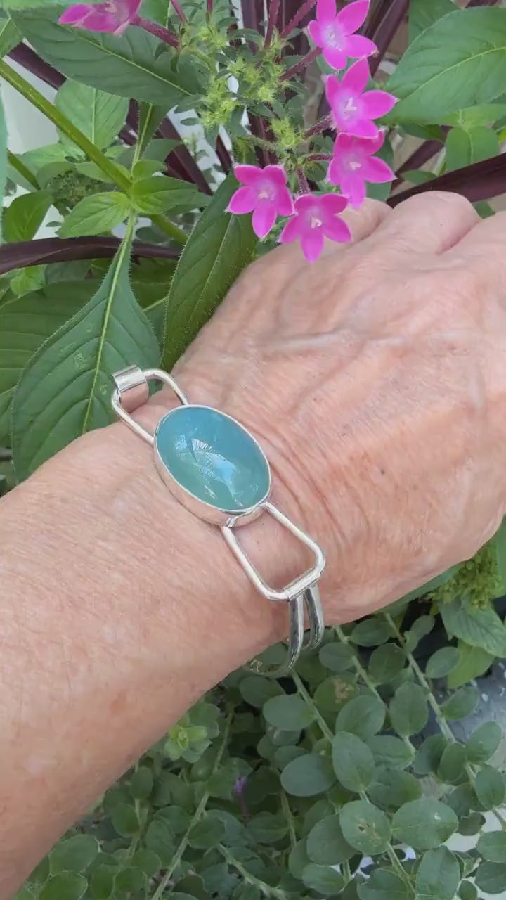 Aquamarine and Sterling Silver Cuff Bracelet