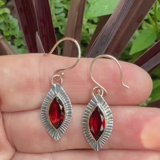 Garnet Marquise earrings in 14k and sterling silver