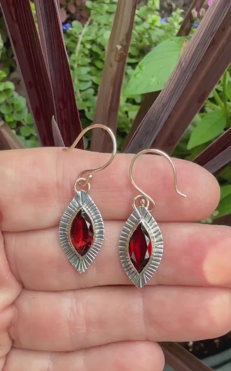 Garnet Marquise earrings in 14k and sterling silver