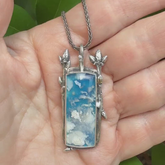 Cloud Stone Pendant in Sterling Silver, Blue and White Pendant
