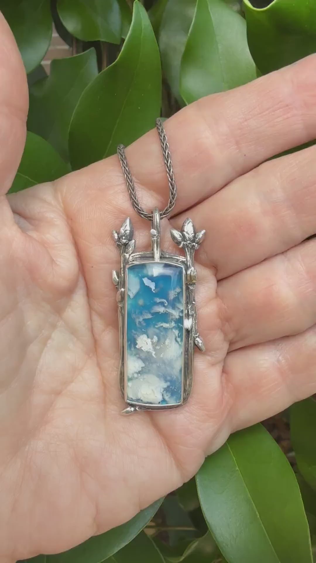 Cloud Stone Pendant in Sterling Silver, Blue and White Pendant