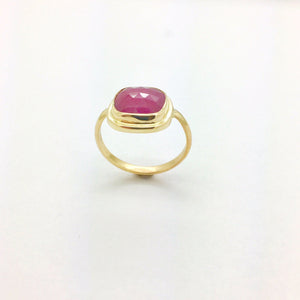 Ruby ring in 14k Gold, Rose cut  Ruby Statement Ring, Gold ring with Faceted Ruby