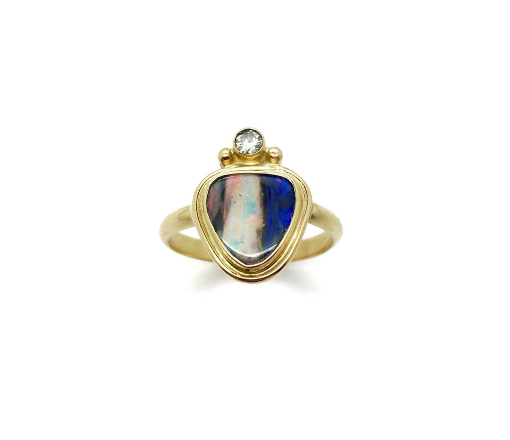 Australian Opal and Diamond Ring Set in 14k Gold